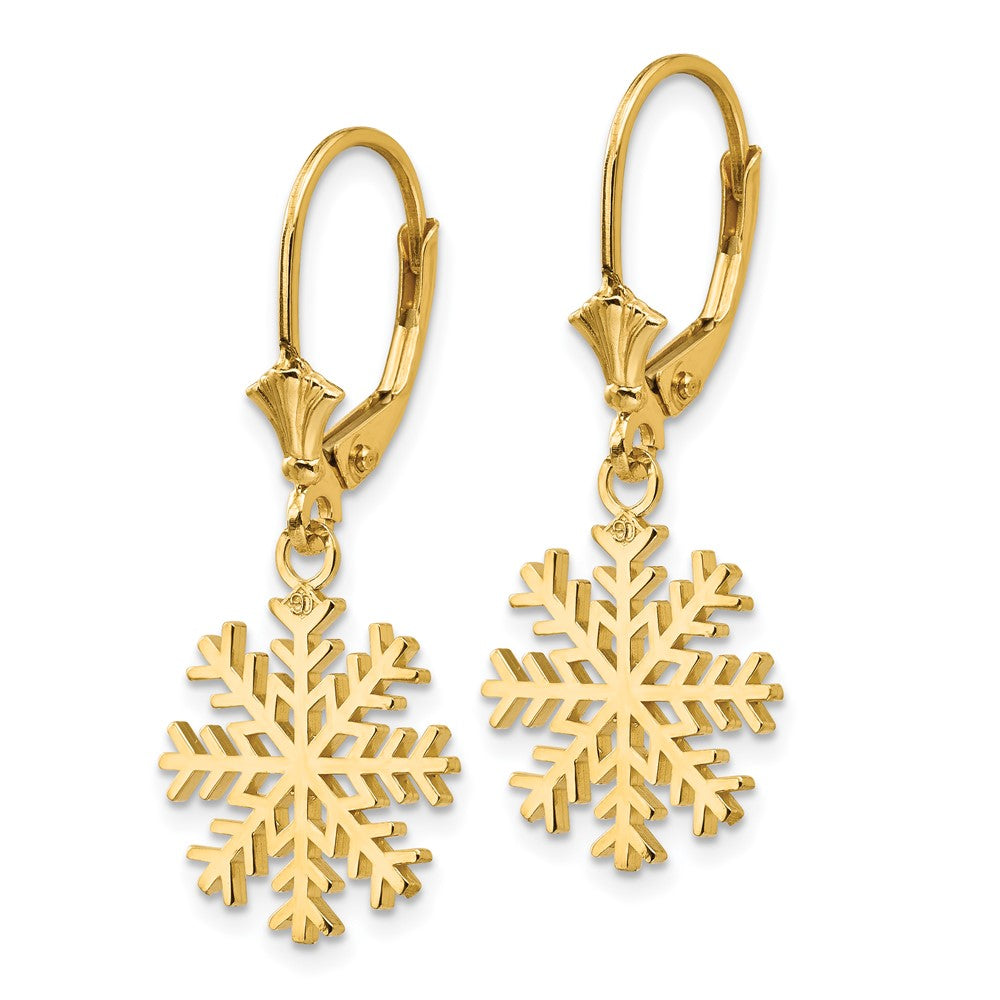 FJC Finejewelers 14 kt Yellow Gold Dangle Snowflake Leverback Earrings 13 x 13 mm