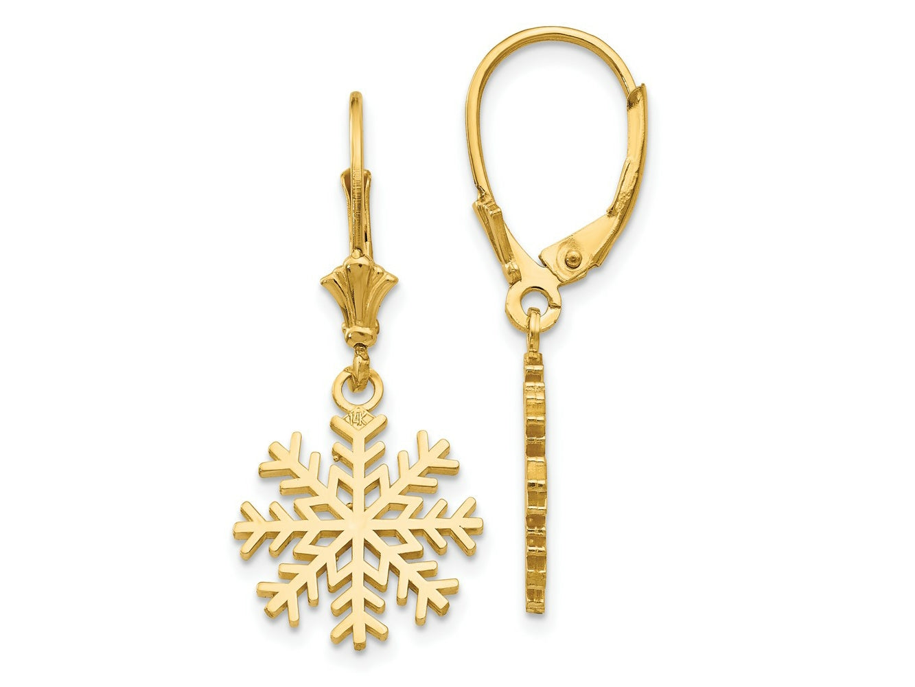 FJC Finejewelers 14 kt Yellow Gold Dangle Snowflake Leverback Earrings 13 x 13 mm