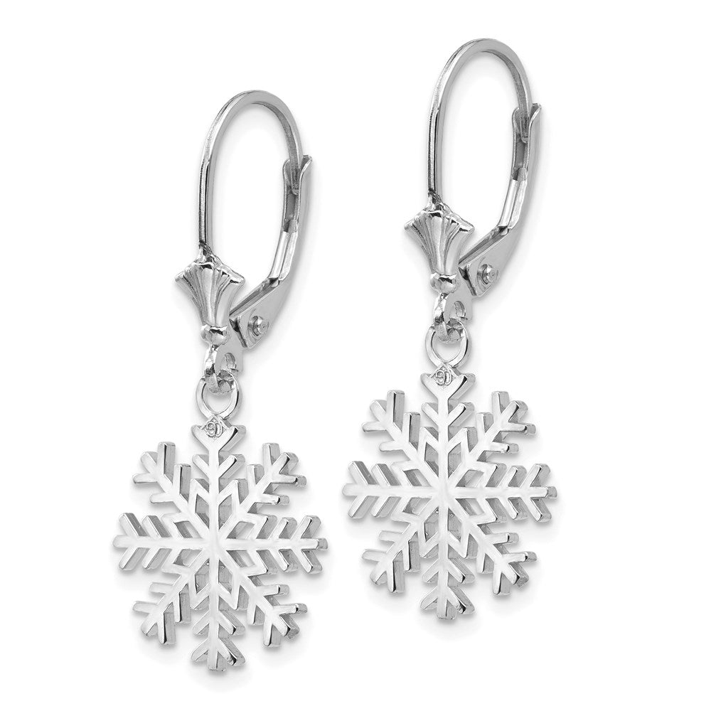 FJC Finejewelers 14 kt White Gold Dangle Snowflake Leverback Earrings 13 mm x 13 mm