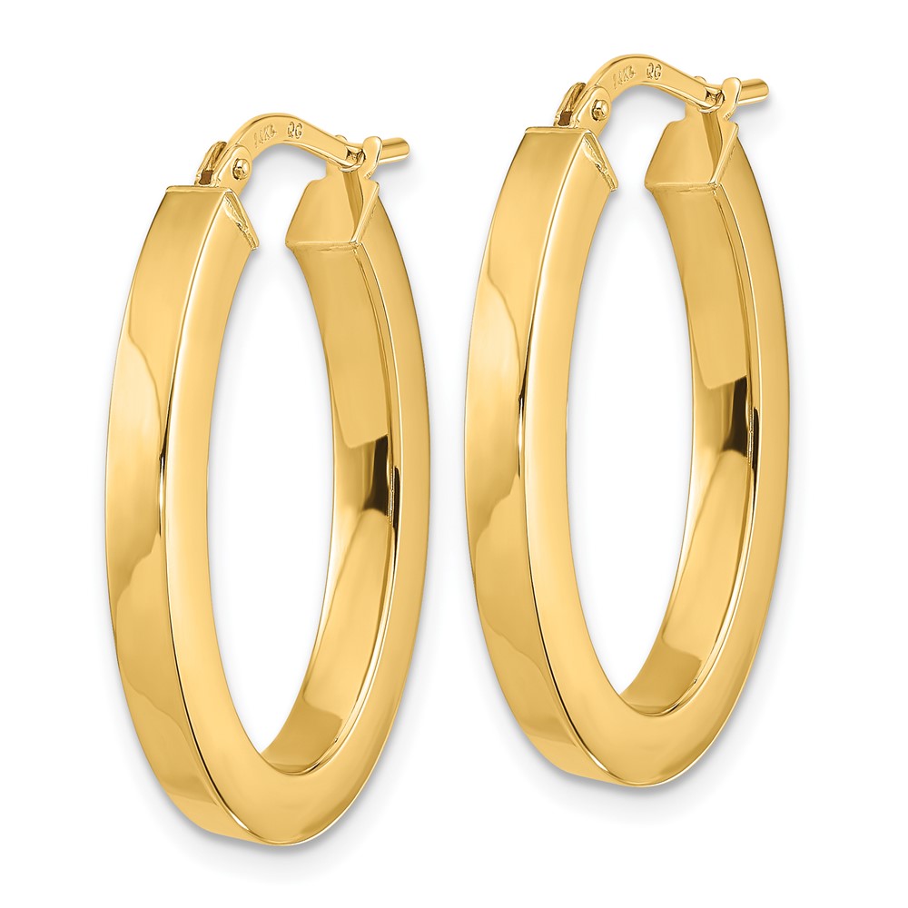 FJC Finejewelers 14 kt Yellow Gold Polished Square Tube Oval Hoop Earrings 23 x 19 mm