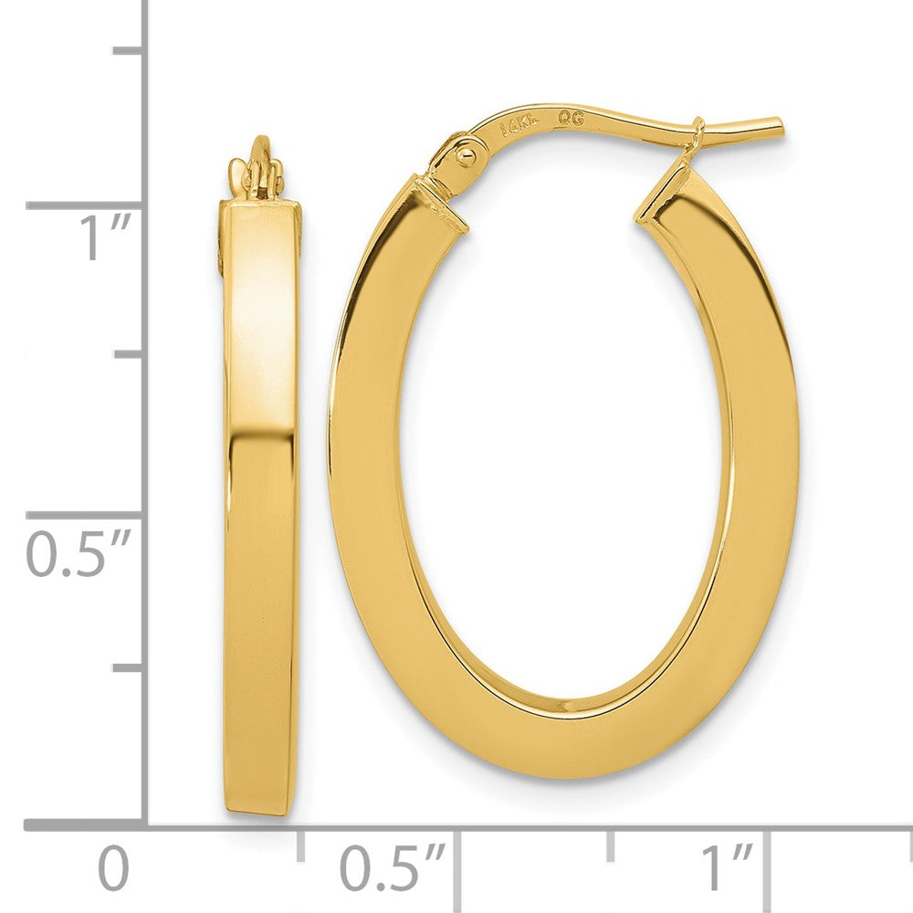 FJC Finejewelers 14 kt Yellow Gold Polished Square Tube Oval Hoop Earrings 23 x 19 mm