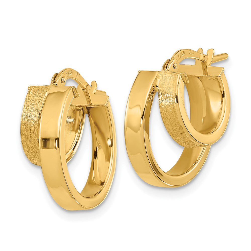 FJC Finejewelers 14 kt Yellow Gold Polished and Brushed Square Tube Double Hoop Earrings 18 x 16 mm