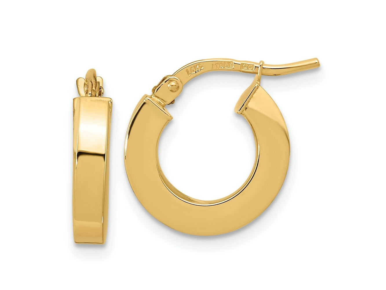 FJC Finejewelers 14 kt Yellow Gold Polished 3mm Square Tube Hoop Earrings 15 mm x 14 mm