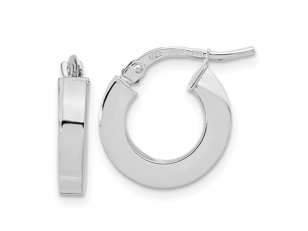 FJC Finejewelers 14 kt White Gold Hoops Polished 3mm Square Tube Hoop Earrings 15 mm x 14 mm