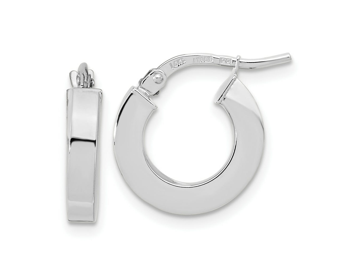 FJC Finejewelers 14 kt White Gold Hoops Polished 3mm Square Tube Hoop Earrings 15 mm x 14 mm