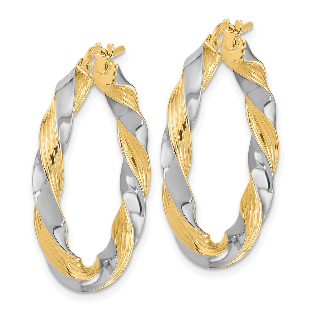 FJC Finejewelers 14 kt Yellow Gold with White Rhodium Polished Twisted Hoop Earrings 30 x 29 mm