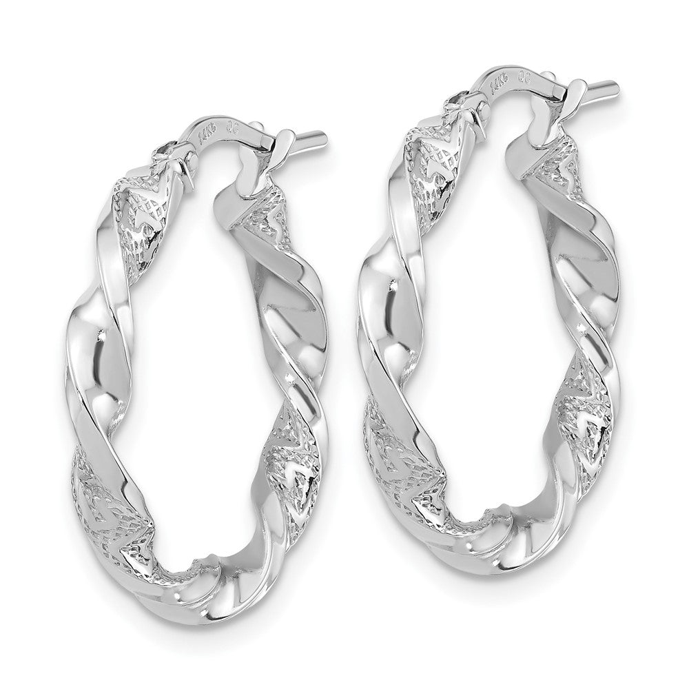 FJC Finejewelers 14 kt White Gold Hoops Polished and Textured Twisted Hoop Earrings 22.22 mm