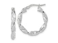 FJC Finejewelers 14 kt White Gold Hoops Polished and Textured Twisted Hoop Earrings 22.22 mm
