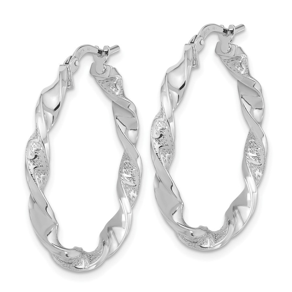 FJC Finejewelers 14 kt White Gold Hoops Polished and Textured Twisted Hoop Earrings 27.88 mm