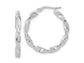 FJC Finejewelers 14 kt White Gold Hoops Polished and Textured Twisted Hoop Earrings 27.88 mm