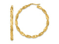 FJC Finejewelers 14 kt Yellow Gold Polished and Textured Twisted Hoop Earrings 39 mm