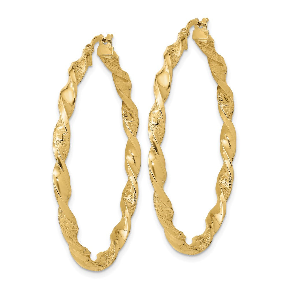 FJC Finejewelers 14 kt Yellow Gold Polished and Textured Twisted Hoop Earrings 42 mm
