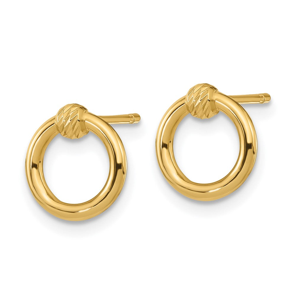 FJC Finejewelers 14 kt Yellow Gold Button Polished Bright Cut Circle Post Earrings 10 x 9 mm