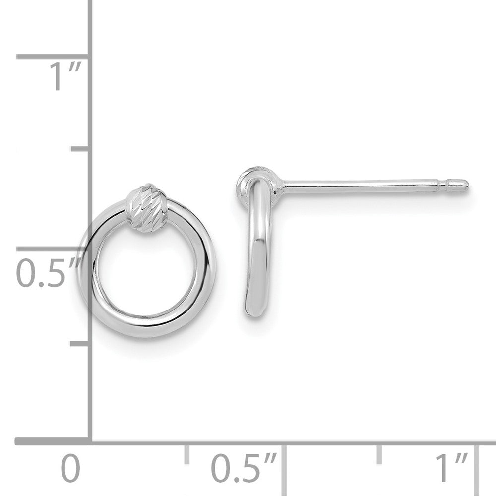 FJC Finejewelers 14 kt White Gold Bright Cut Button Polished Circle Post Earrings 10.15 mm x 9.65 mm