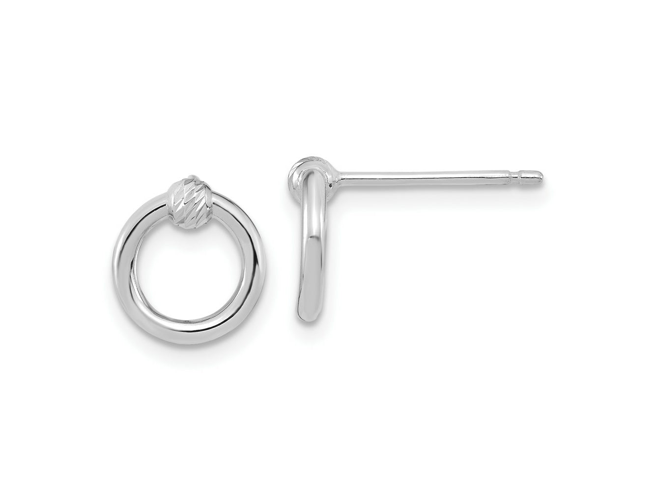 FJC Finejewelers 14 kt White Gold Bright Cut Button Polished Circle Post Earrings 10.15 mm x 9.65 mm