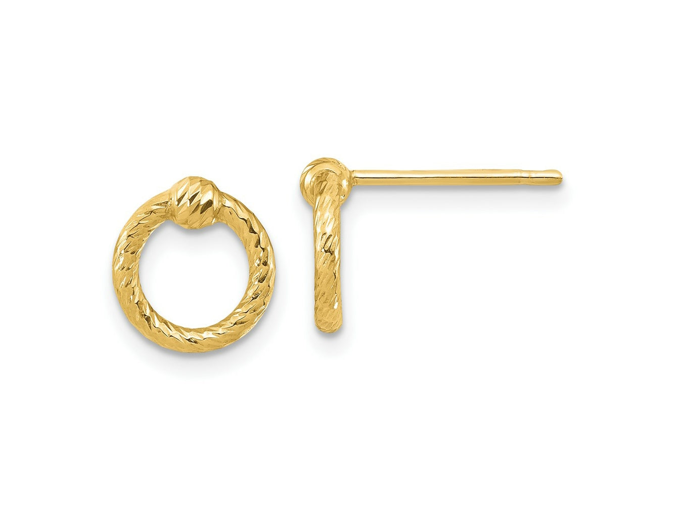 FJC Finejewelers 14 kt Yellow Gold Button Polished Bright Cut Twisted Circle Post Earrings 10 x 9 mm