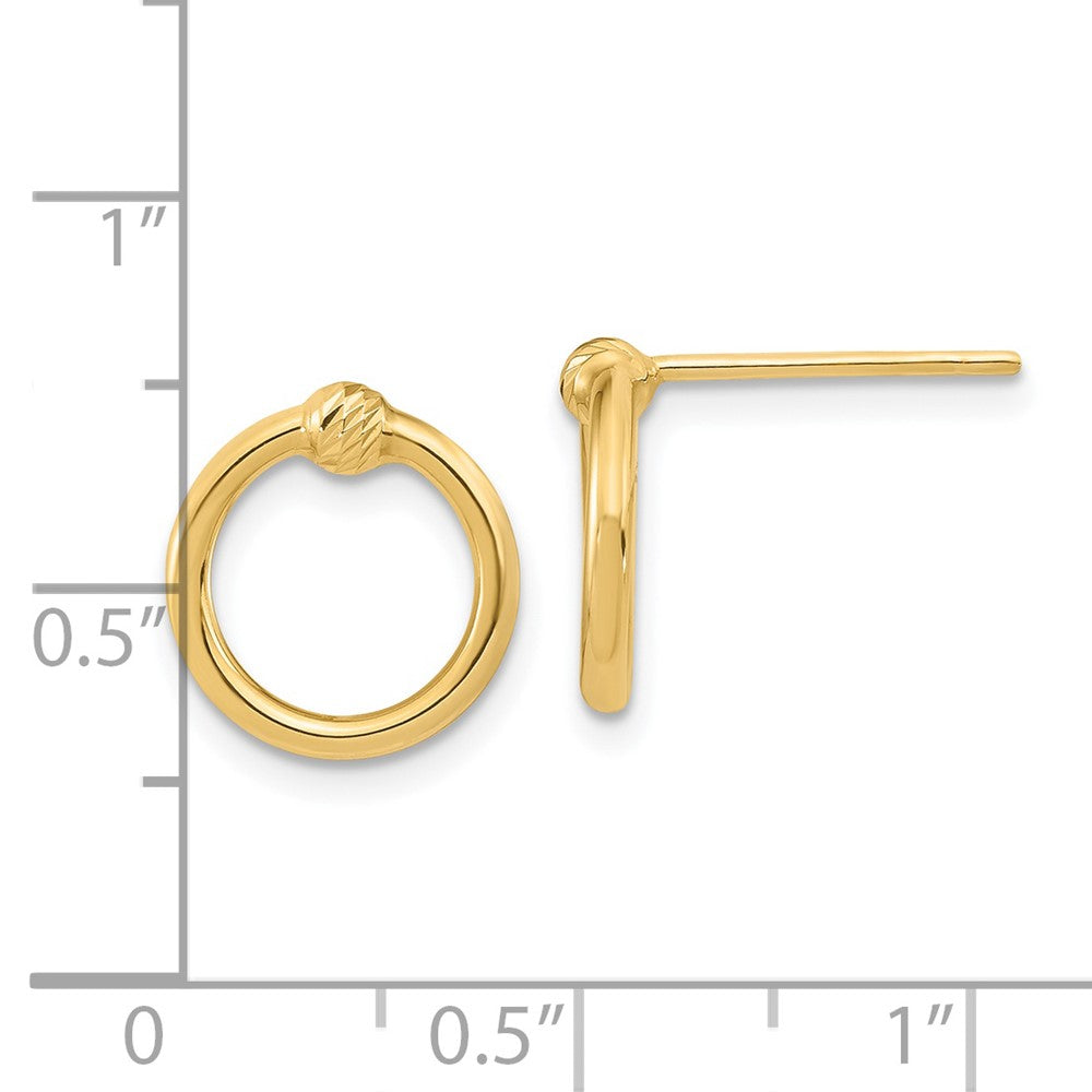 FJC Finejewelers 14 kt Yellow Gold Button Polished and Bright Cut Circle Post Earrings 12 x 11 mm