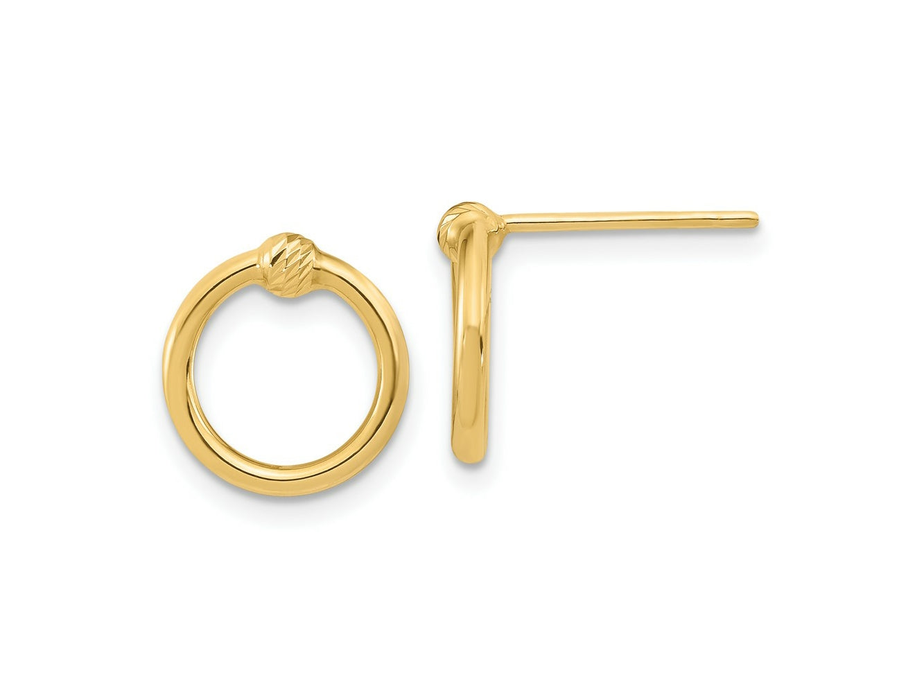 FJC Finejewelers 14 kt Yellow Gold Button Polished and Bright Cut Circle Post Earrings 12 x 11 mm