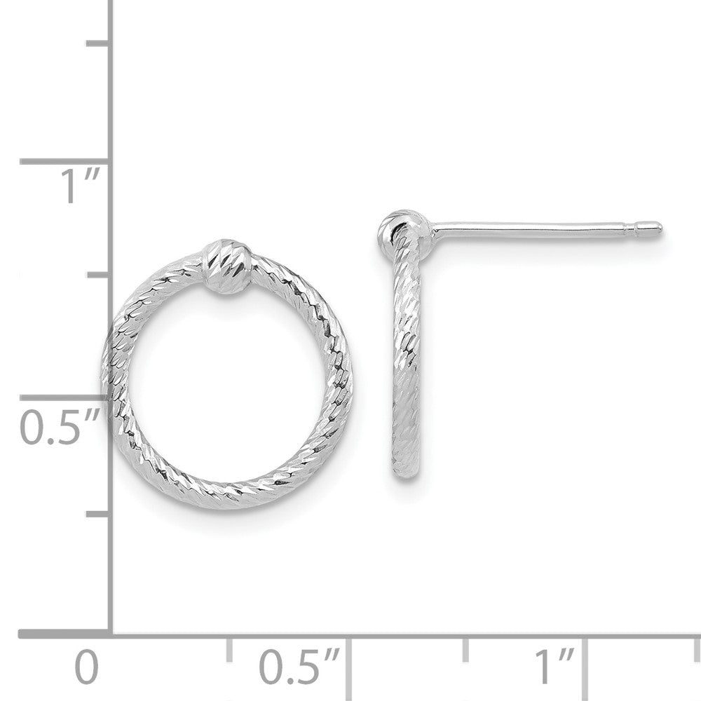 FJC Finejewelers 14 kt White Gold Button Polished Bright Cut Twisted Circle Post Earrings 14.6 mm x 13.8 mm