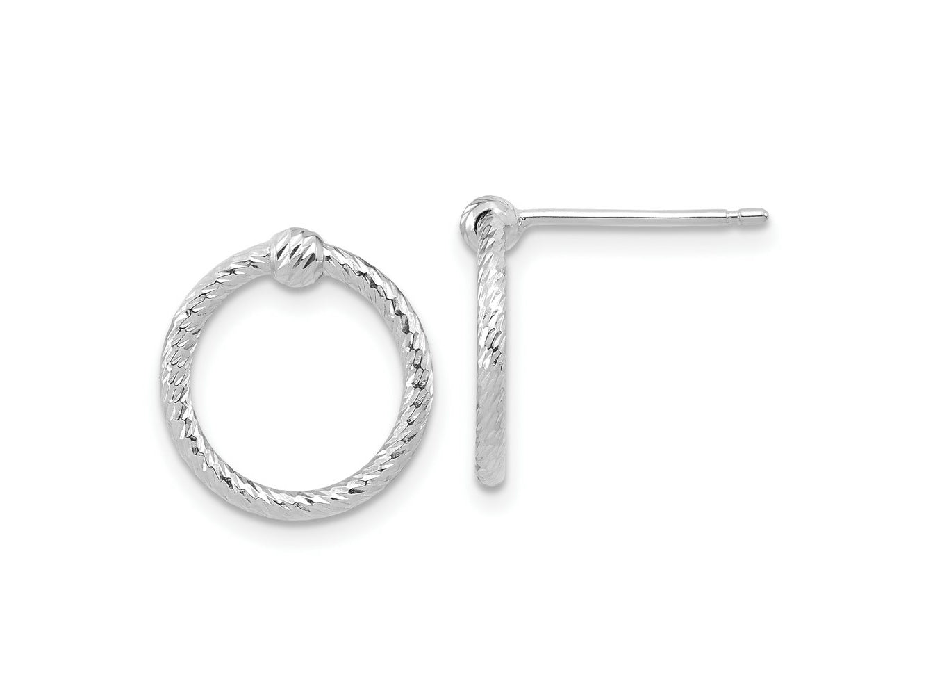 FJC Finejewelers 14 kt White Gold Button Polished Bright Cut Twisted Circle Post Earrings 14.6 mm x 13.8 mm