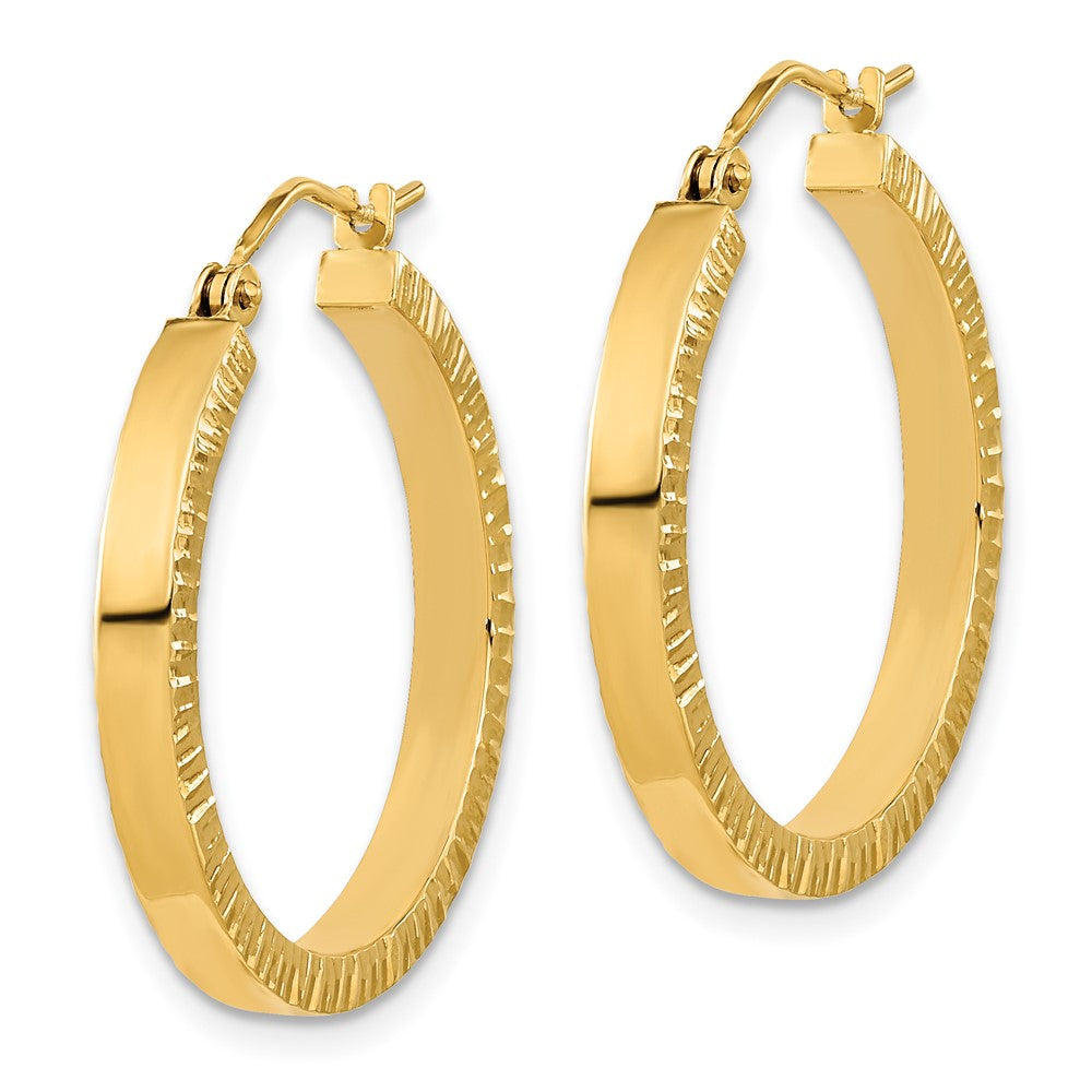 FJC Finejewelers 14 kt Yellow Gold Polished and Textured Sides Hoop Earrings 27 x 25 mm