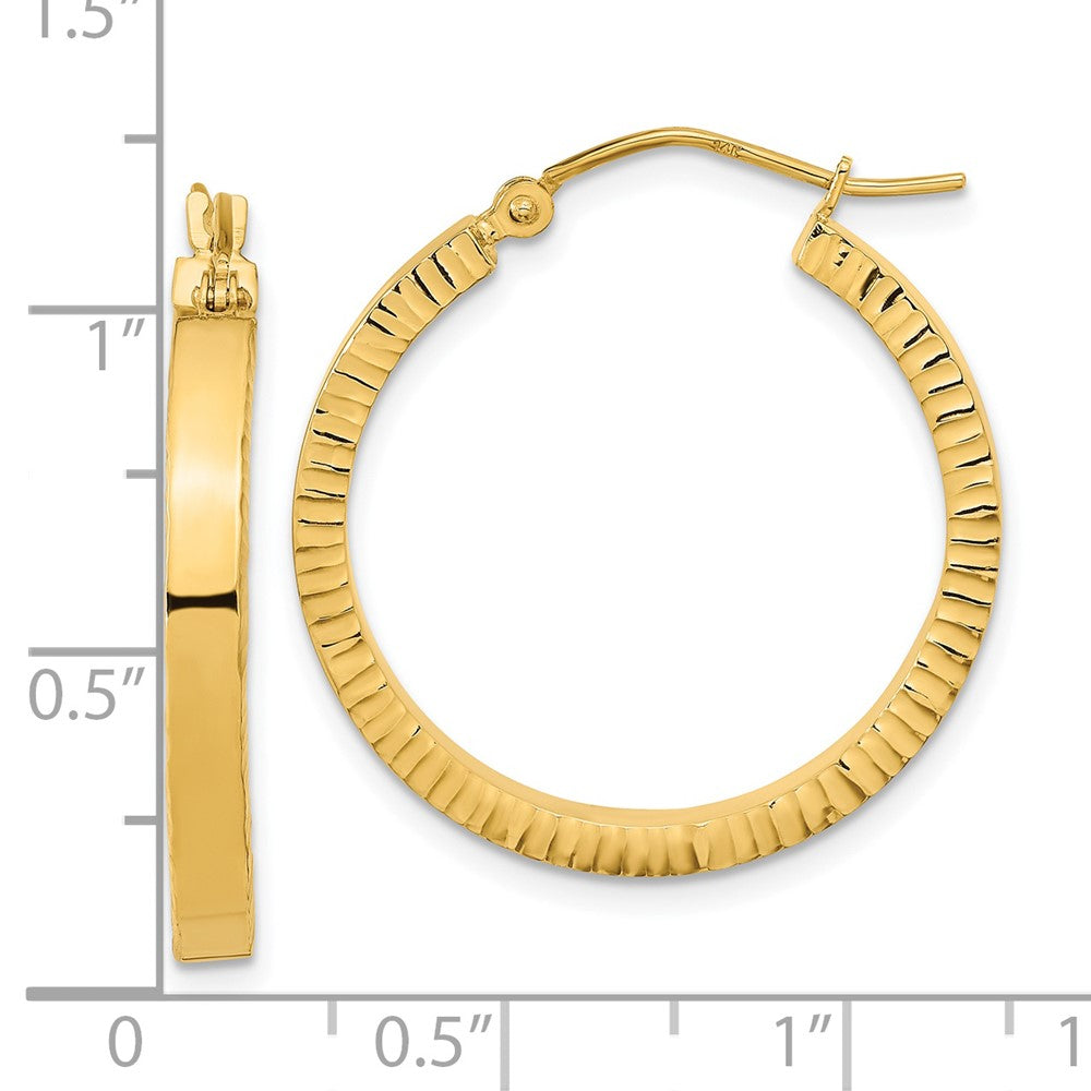 FJC Finejewelers 14 kt Yellow Gold Polished and Textured Sides Hoop Earrings 27 x 25 mm
