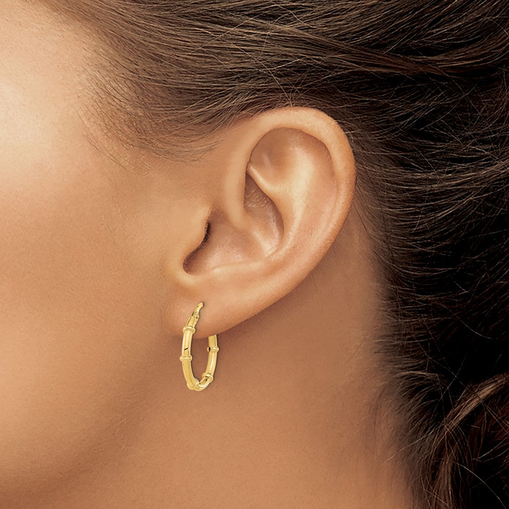 FJC Finejewelers 14 kt Yellow Gold Polished and Fancy Hoop Earrings 20 x 19 mm