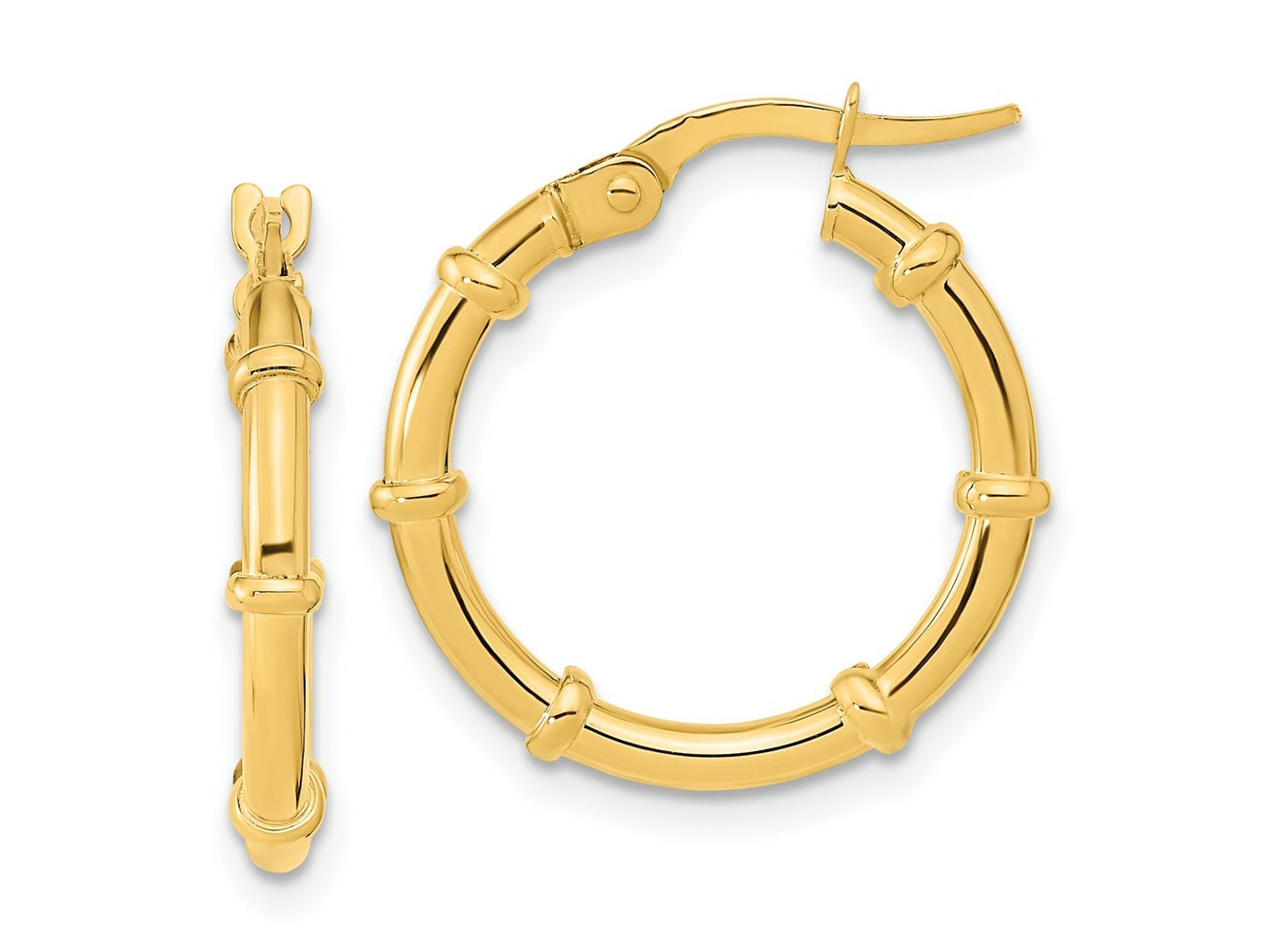 FJC Finejewelers 14 kt Yellow Gold Polished and Fancy Hoop Earrings 20 x 19 mm