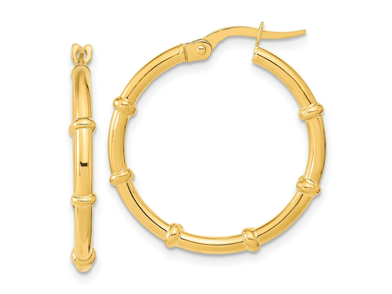 FJC Finejewelers 14 kt Yellow Gold Polished and Fancy Hoop Earrings 25 x 24 mm