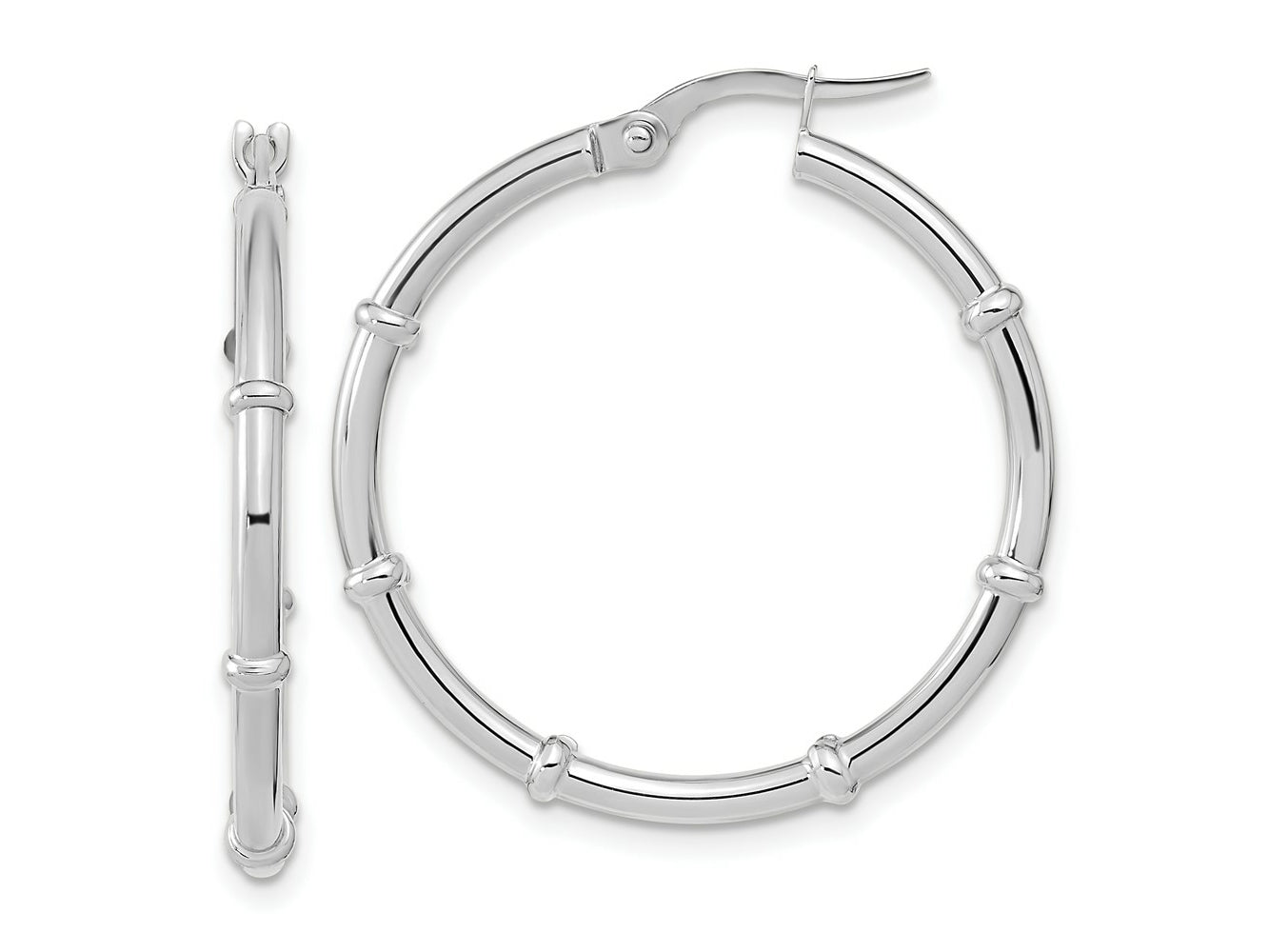 FJC Finejewelers 14 kt White Gold White Polished Fancy Hoop Earrings 28 x 28 mm