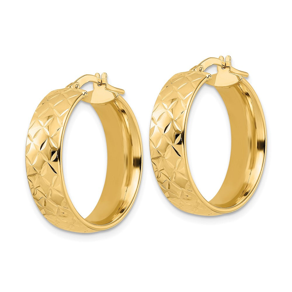 FJC Finejewelers 14 kt Yellow Gold Polished Textured Hoop Earrings 24 x 22 mm