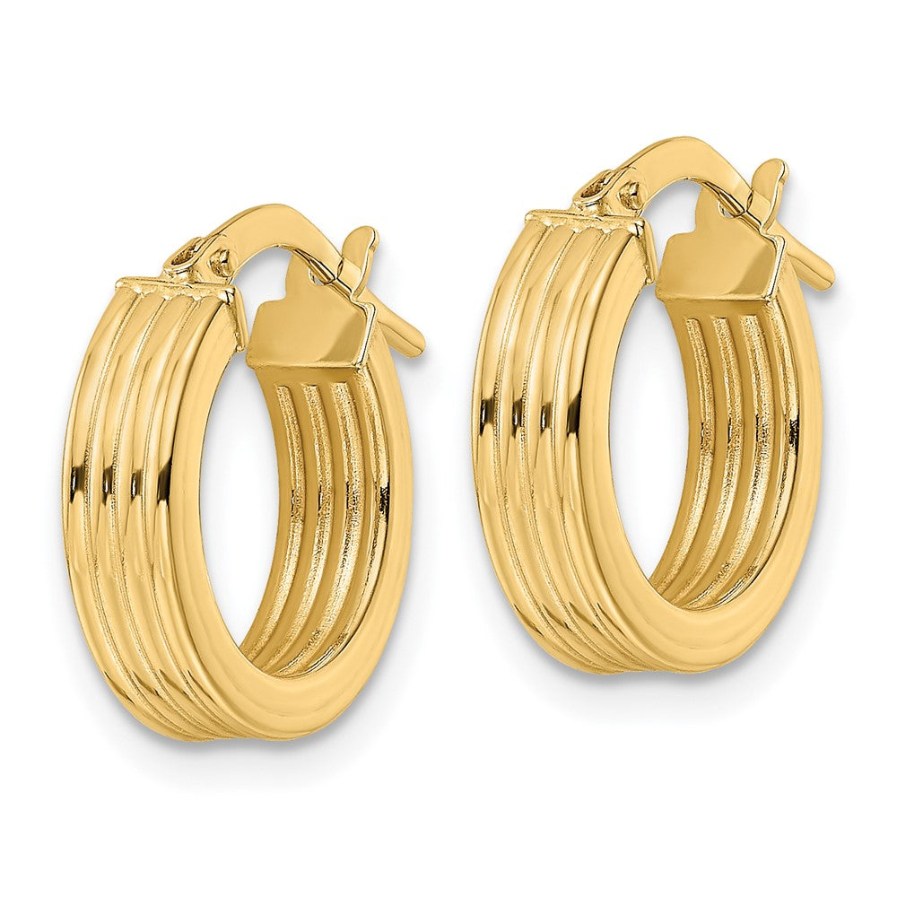 FJC Finejewelers 14 kt Yellow Gold Polished Textured Hoop Earrings 14 x 14 mm