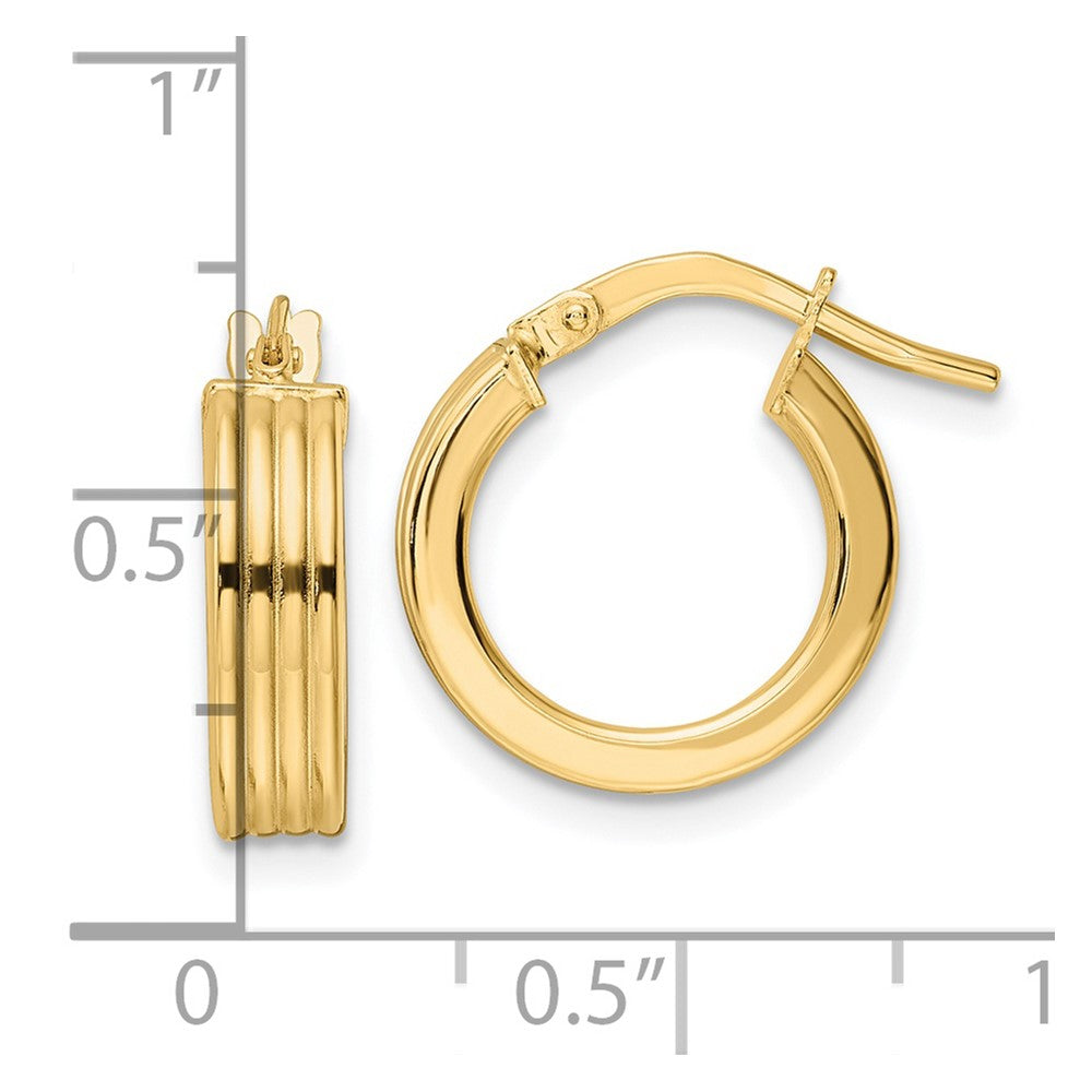 FJC Finejewelers 14 kt Yellow Gold Polished Textured Hoop Earrings 14 x 14 mm