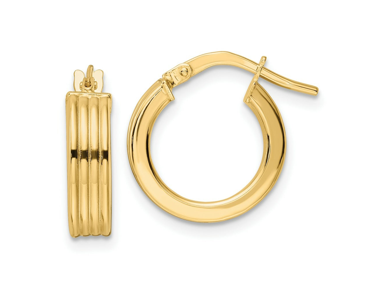 FJC Finejewelers 14 kt Yellow Gold Polished Textured Hoop Earrings 14 x 14 mm