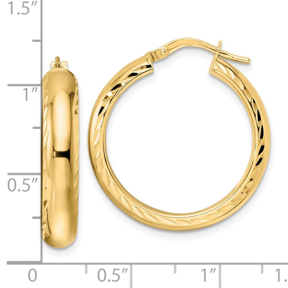 FJC Finejewelers 14 kt Yellow Gold Polished and Bright Cut Hoop Earrings 25 x 24 mm