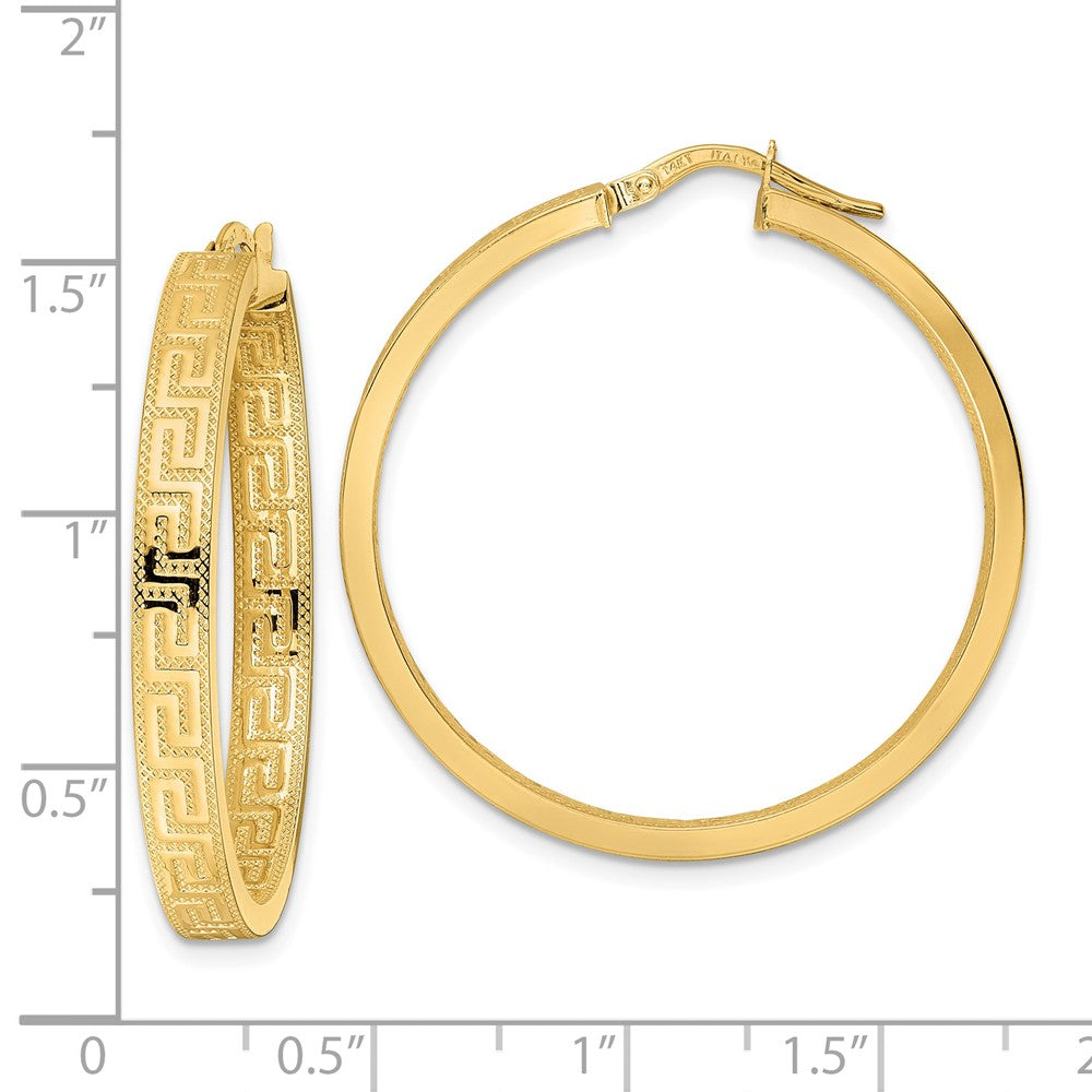 FJC Finejewelers 14 kt Yellow Gold Greek Key Hoop Earrings 36 x 35 mm