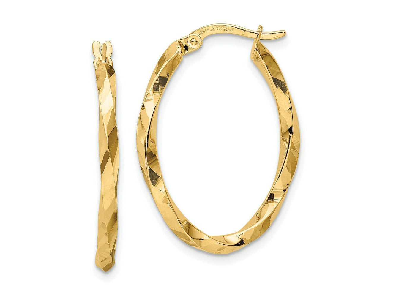 FJC Finejewelers 14 kt Yellow Gold Twisted 2.5x20x29mm Oval Hoop Earrings 28 mm x 20 mm