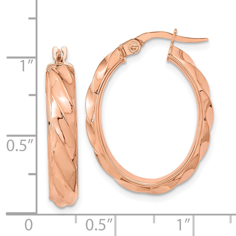 FJC Finejewelers 14 kt Rose Gold Rose Polished and Twisted Oval Hoop Earrings 25 x 19 mm