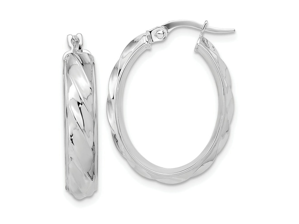FJC Finejewelers 14 kt White Gold Hoops Polished and Twisted Oval Hoop Earrings 25 mm x 19 mm