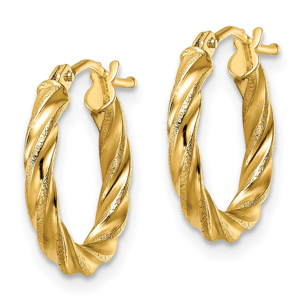FJC Finejewelers 14 kt Yellow Gold Polished and Textured Twisted Hoop Earrings 16 x 15 mm
