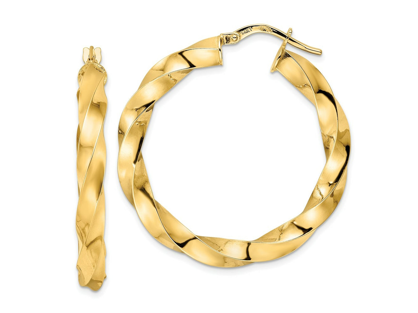 FJC Finejewelers 14 kt Yellow Gold Polished Twisted Hoop Earrings 34 x 32 mm