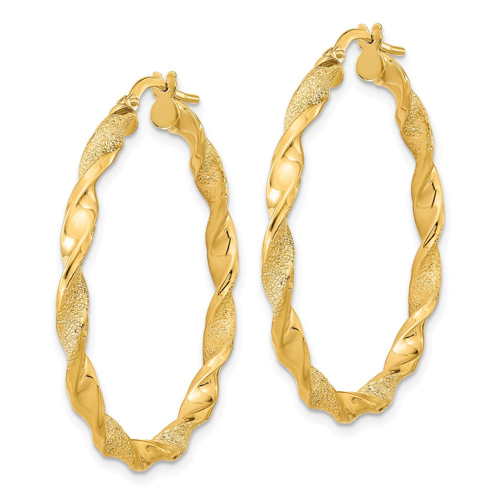 FJC Finejewelers 14 kt Yellow Gold Polished and Textured Twisted Hoop Earrings 37 x 36 mm
