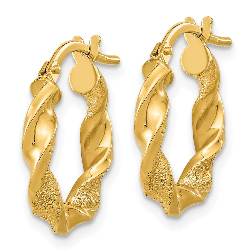 FJC Finejewelers 14 kt Yellow Gold Polished and Textured Twisted Hoop Earrings 17 x 16 mm