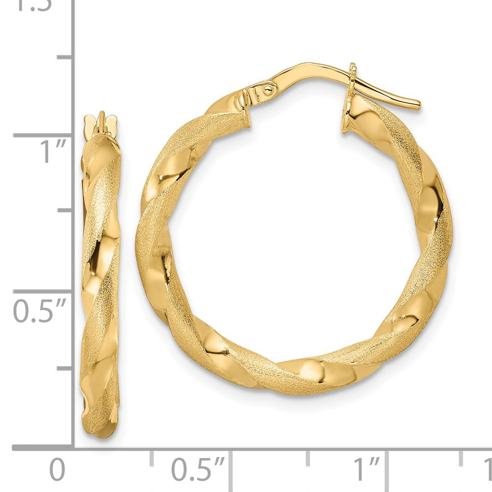 FJC Finejewelers 14 kt Yellow Gold Brushed and Polished Twisted Hoop Earrings 26 x 25 mm