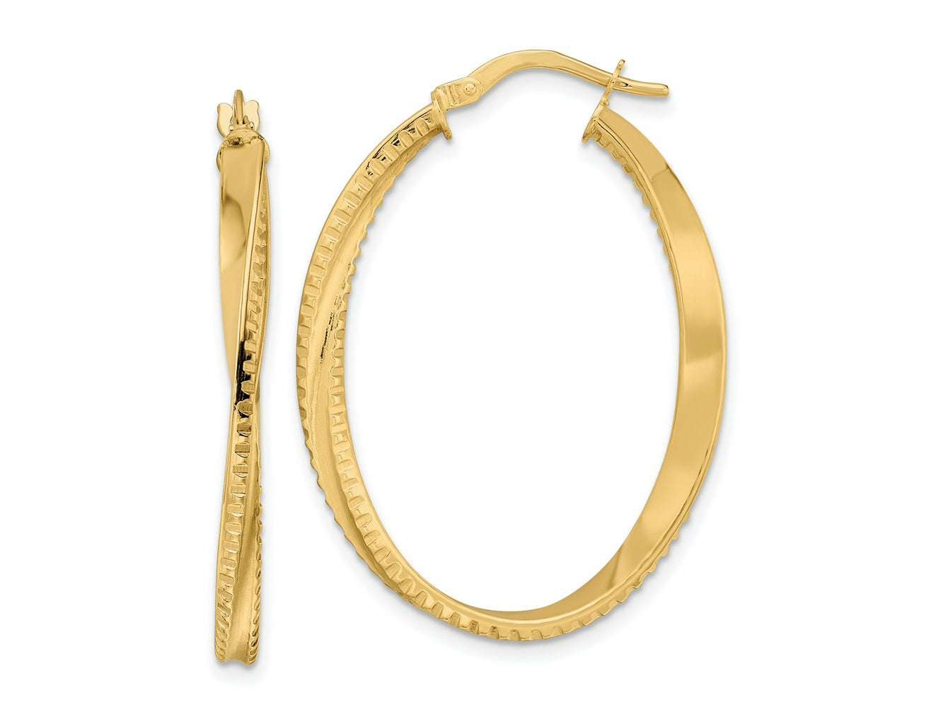 FJC Finejewelers 14 kt Yellow Gold Polished Twisted Oval Hoop Earrings 36 x 25 mm