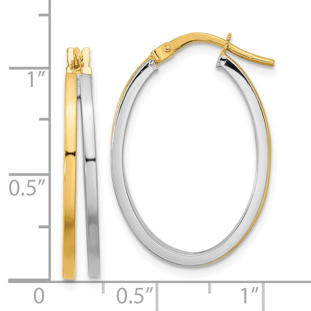 FJC Finejewelers 14 kt Two Tone Gold Polished Oval Double Hoop Earrings 27 x 18 mm