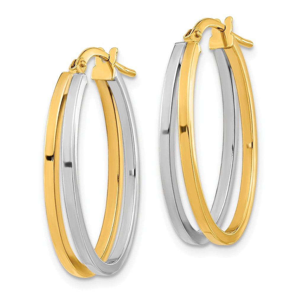 FJC Finejewelers 14 kt Two Tone Gold Polished Oval Double Hoop Earrings 27 x 18 mm