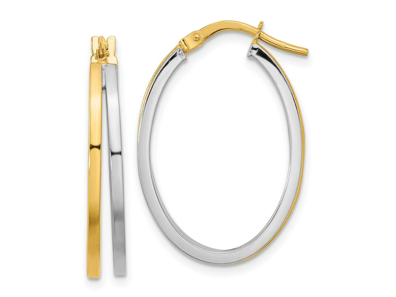 FJC Finejewelers 14 kt Two Tone Gold Polished Oval Double Hoop Earrings 27 x 18 mm