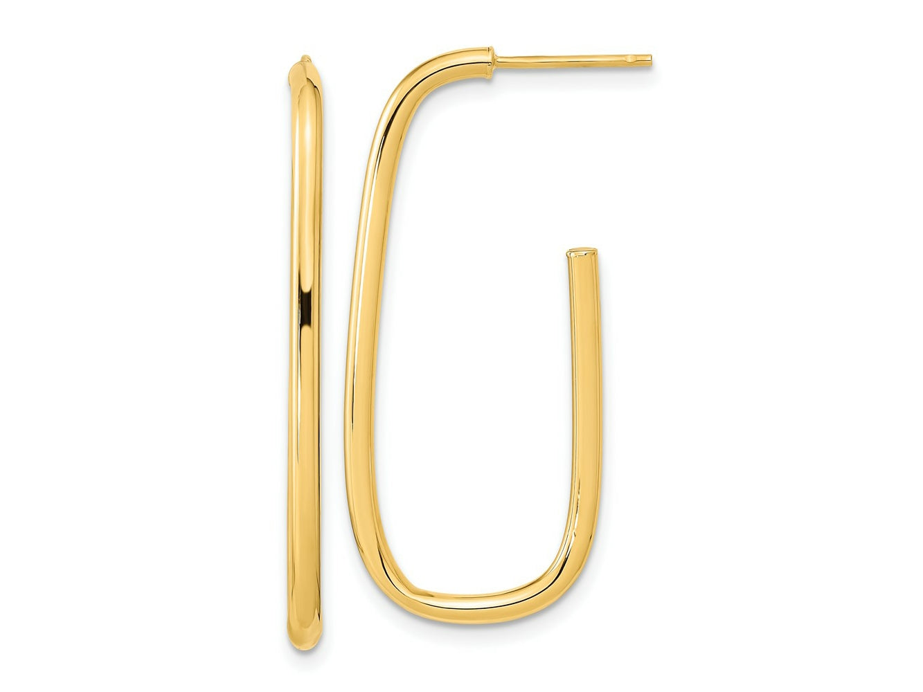 FJC Finejewelers 14 kt Yellow Gold Polished J-Hoop Earrings 36 x 16 mm