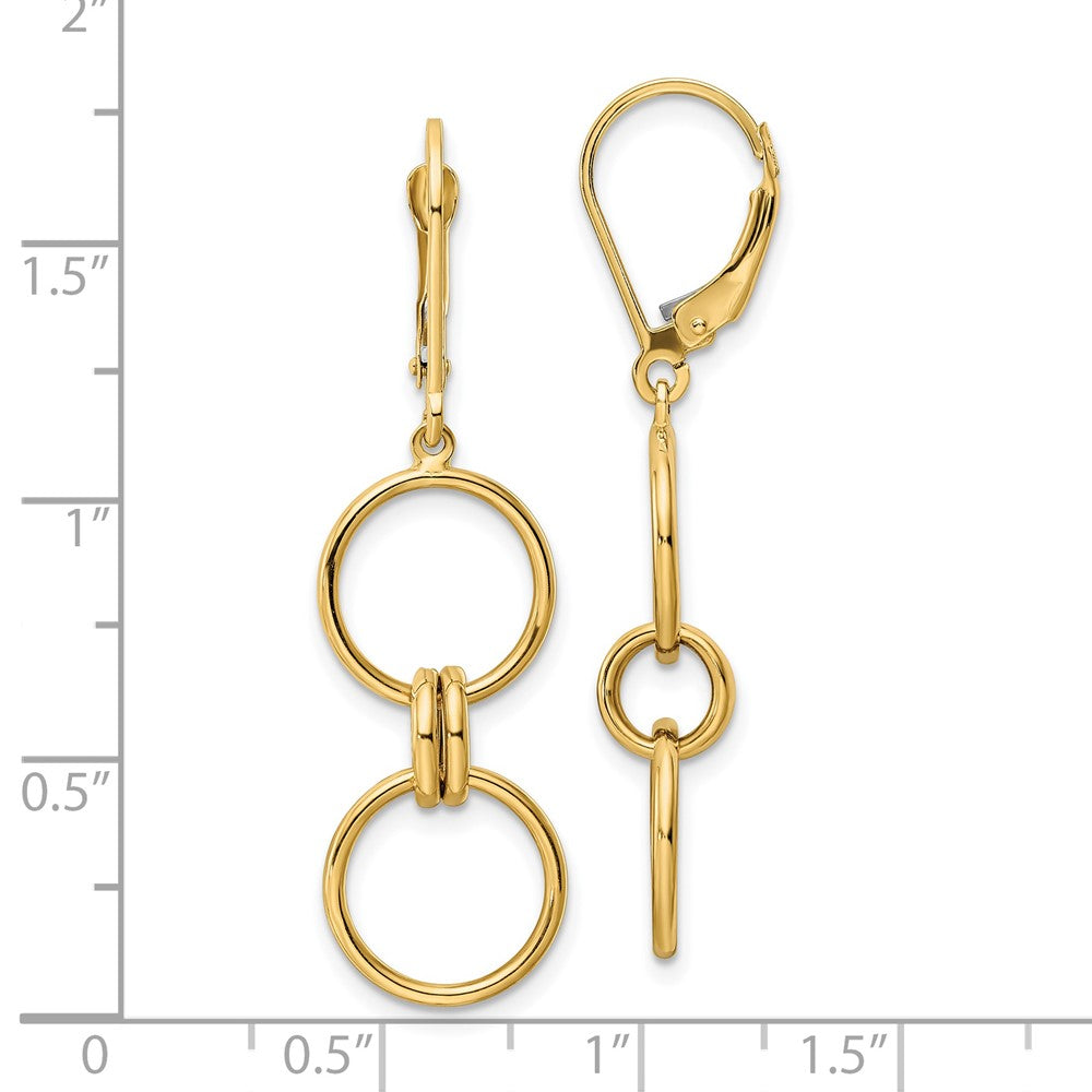 FJC Finejewelers 14 kt Yellow Gold Circle Dangle Leverback Earrings 43 x 11 mm